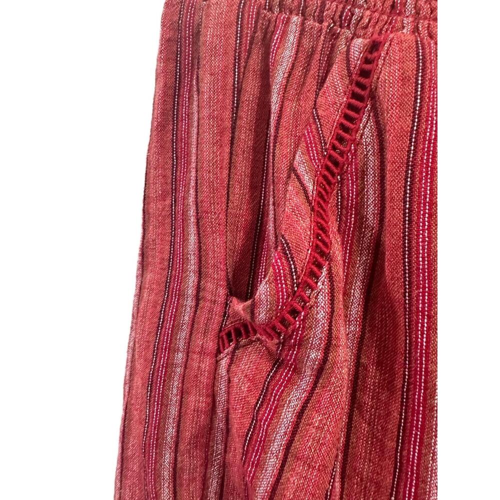 Briggs Shorts Size XL Red Striped Pattern Tassel Drawstring Pockets Linen Blend - Picture 6 of 15